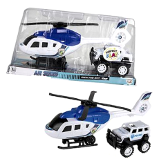 Friction Helicopter & Police Vehicle 29cm - 2 piece set
